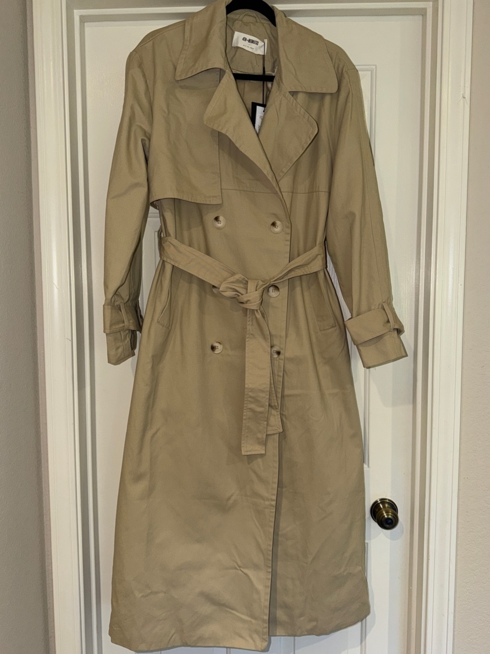 Classic Beige Trench Coat with Waist Tie